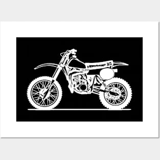 CR250R Elsinore Motorcycle White Sketch Art Posters and Art